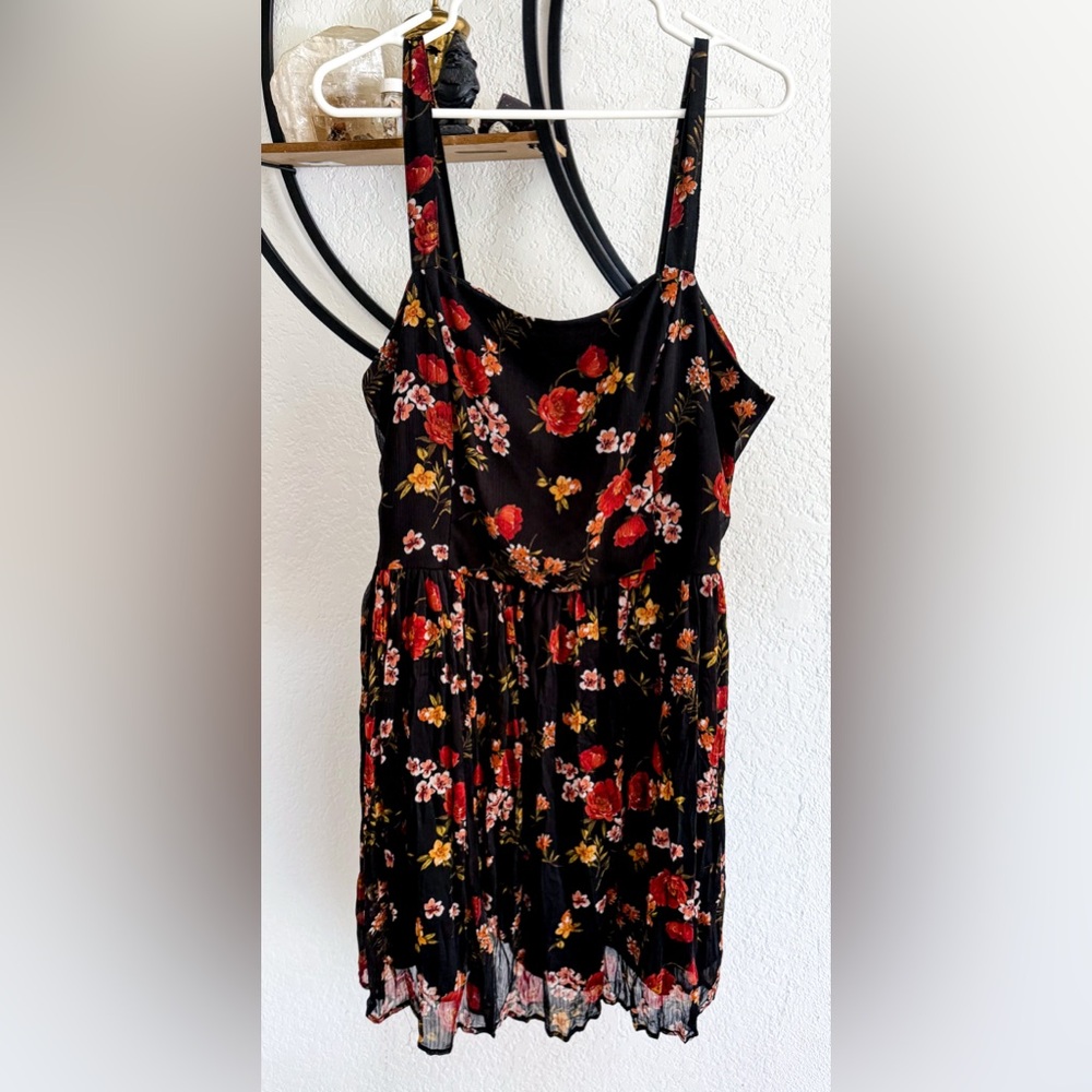 Floral Black and Red Women's Dress